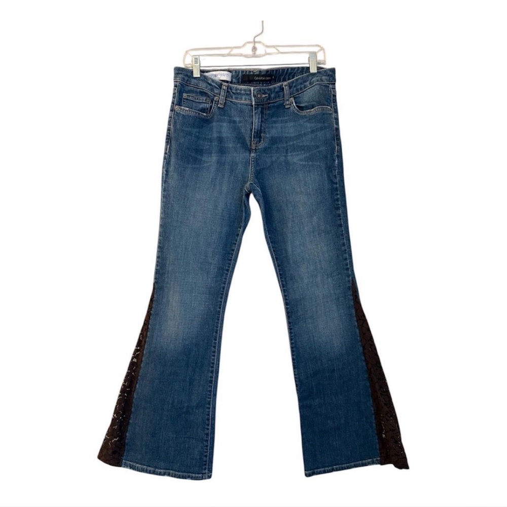 DKNY Blue Flare Jeans with Black Accents